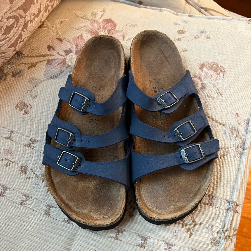 Birkenstock Florida Size 37 Navy Blue Soft Footbed